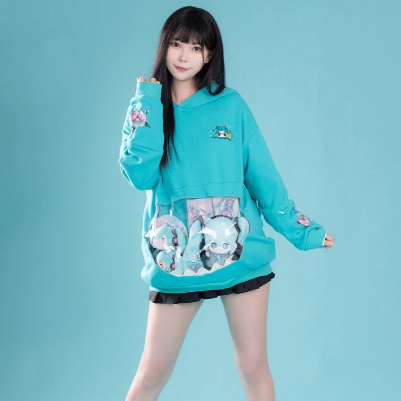 Hatsune Miku Bite-Style Graphic Oversized Hooded Hoodie – Ita Style