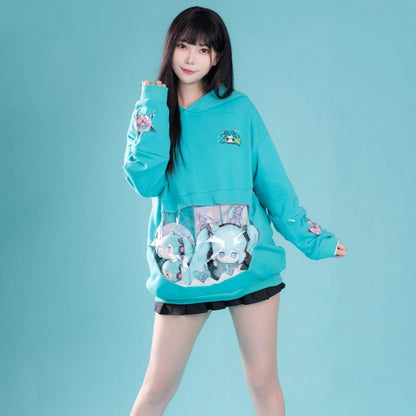 Hatsune Miku Bite-Style Graphic Oversized Hooded Hoodie – Ita Style