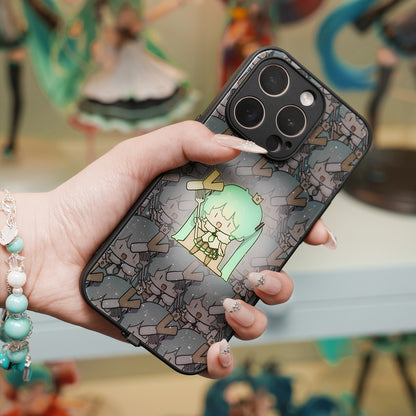 Hatsune Miku Smart Voice-Controlled Light Up Phone Case – Color-Changing Design Reactive to Calls, Messages and Music – Tempered Glass Back – Compatible with iPhone, Samsung and Xiaomi