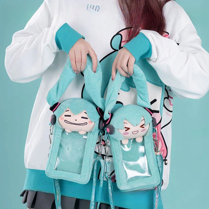 Sac bandoulière semi-transparent en peluche Hatsune Miku sous licence officielle