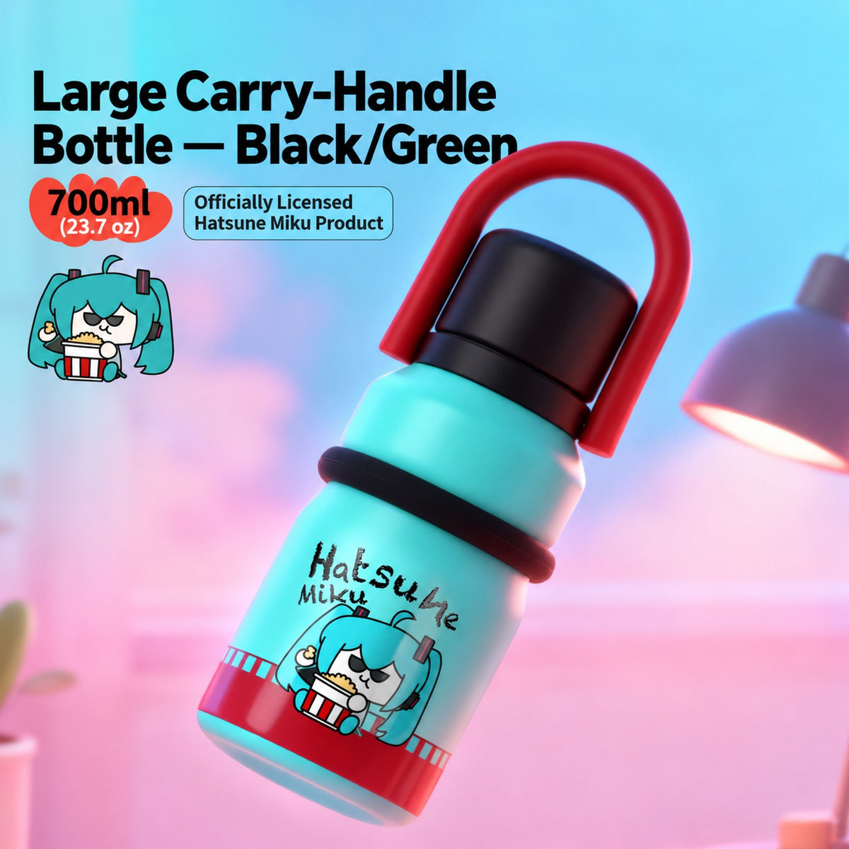 Officially Licensed Hatsune Miku 700 mL Insulated Handled Cup