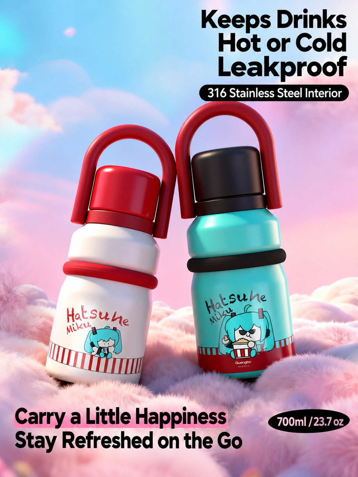 Officially Licensed Hatsune Miku 700 mL Insulated Handled Cup