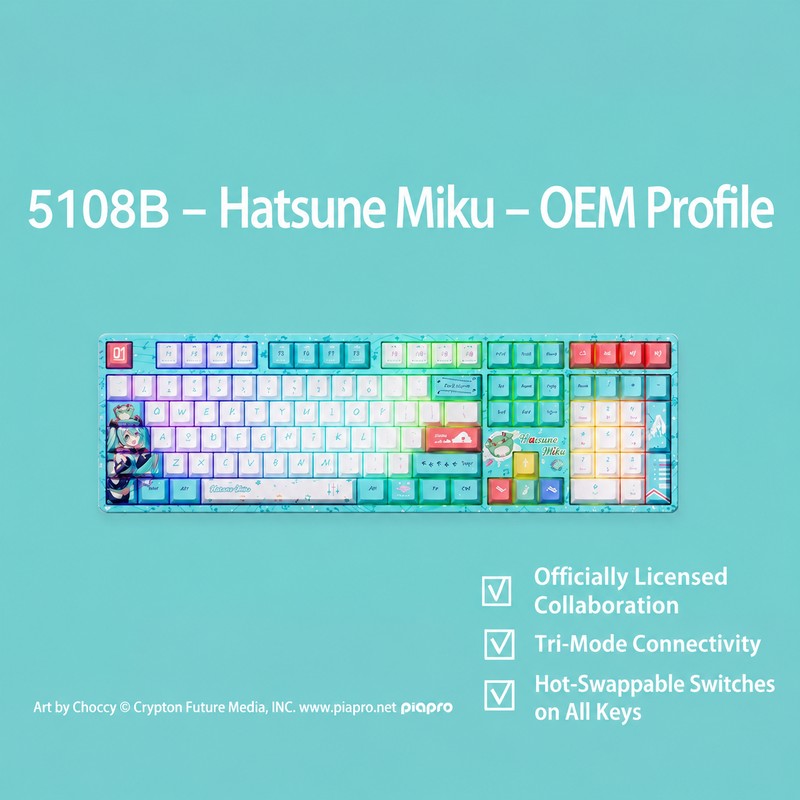 Officially Licensed Hatsune Miku AKKO 5108B & Sakura Miku Mechanical Keyboard