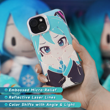 Hatsune Miku Holographic Gradient Phone Case – Angle-Shift Color Effect Protective Cover, Scratch-Resistant & Anti-Drop – Compatible with iPhone, Samsung and Xiaomi