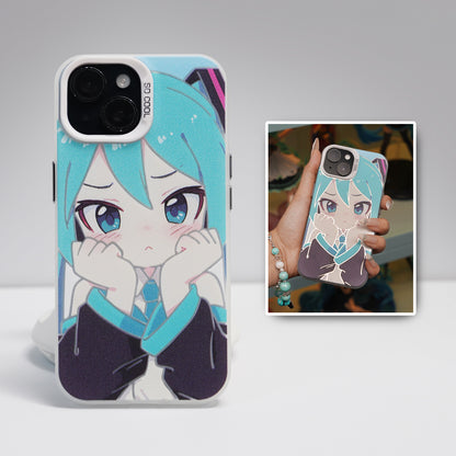 Hatsune Miku Holographic Gradient Phone Case – Angle-Shift Color Effect Protective Cover, Scratch-Resistant & Anti-Drop – Compatible with iPhone, Samsung and Xiaomi