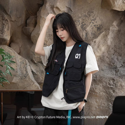 Official Hatsune Miku Neon EDM Cargo Vest, Unisex Summer Layering Piece