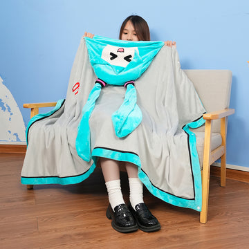 Cape en peluche Hatsune Miku changeant d'expression sous licence officielle
