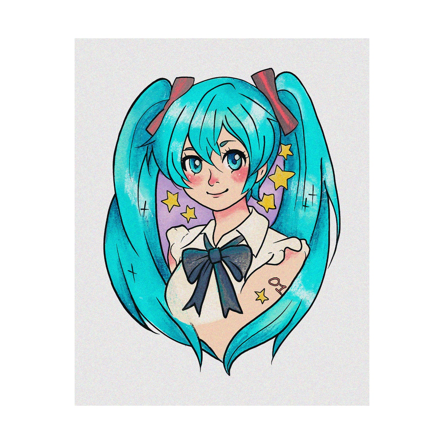 Hatsune Miku Leek Design Temporary Tattoos – Waterproof Temporary Tattoos for Cosplay, Parties, Festivals, Concerts, and Anime Conventions– 4 pcs (Same Design)