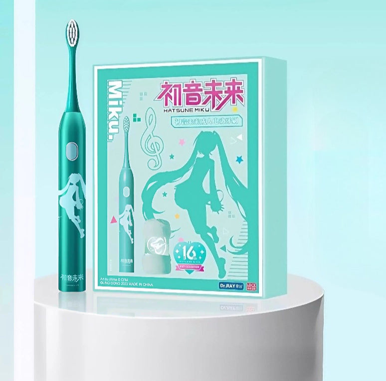 Official Hatsune Miku Phantom Series Adult Electric Toothbrush – Soft Bristle Sonic Rechargeable Set