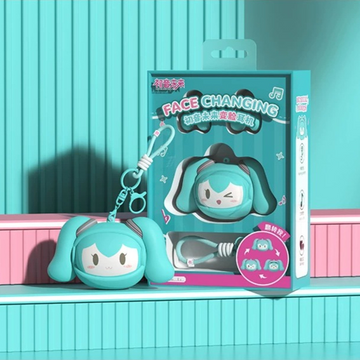 Official Hatsune Miku Clip-on Bluetooth Headphones, Slide-to-Change Face Open-Ear Earbuds with Cute Miku Expressions