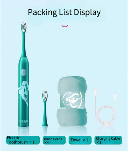 Official Hatsune Miku Phantom Series Adult Electric Toothbrush – Soft Bristle Sonic Rechargeable Set