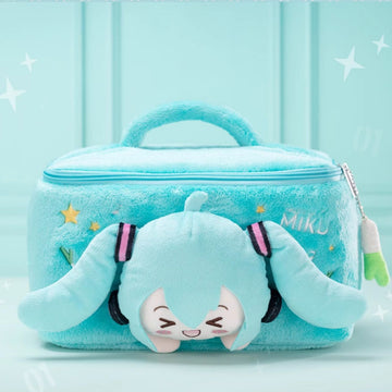 Offiziell lizenzierte Schminktasche aus Plüsch der Hatsune Miku Squinted Eyes-Serie
