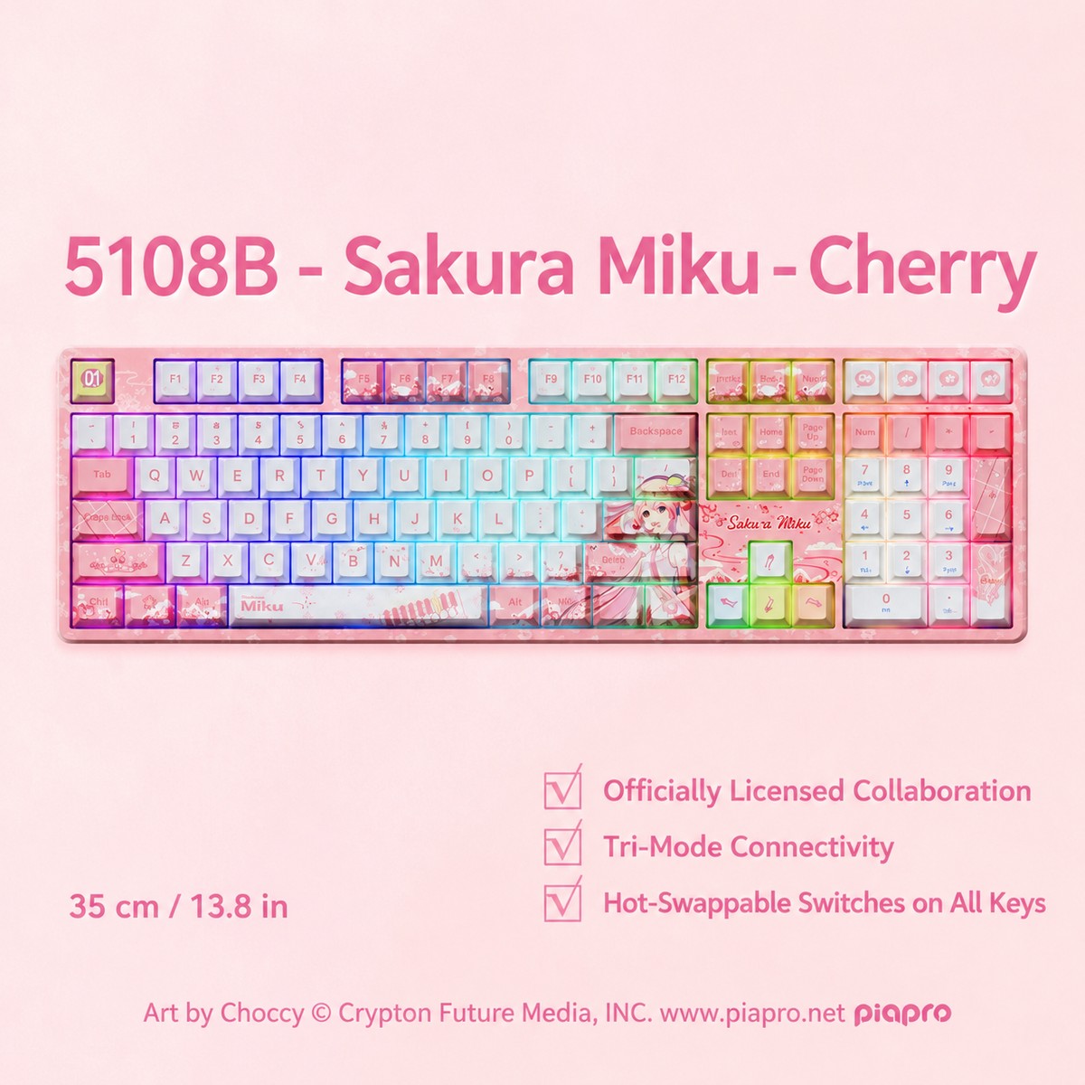 Officially Licensed Hatsune Miku AKKO 5108B & Sakura Miku Mechanical Keyboard