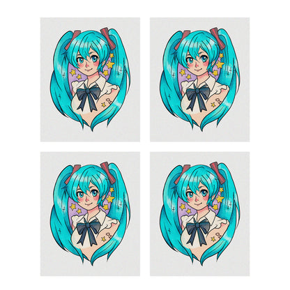 Hatsune Miku Leek Design Temporary Tattoos – Waterproof Temporary Tattoos for Cosplay, Parties, Festivals, Concerts, and Anime Conventions– 4 pcs (Same Design)