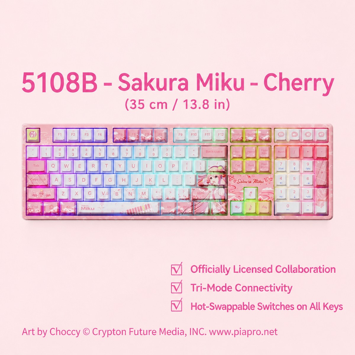 Officially Licensed Hatsune Miku AKKO 5108B & Sakura Miku Mechanical Keyboard