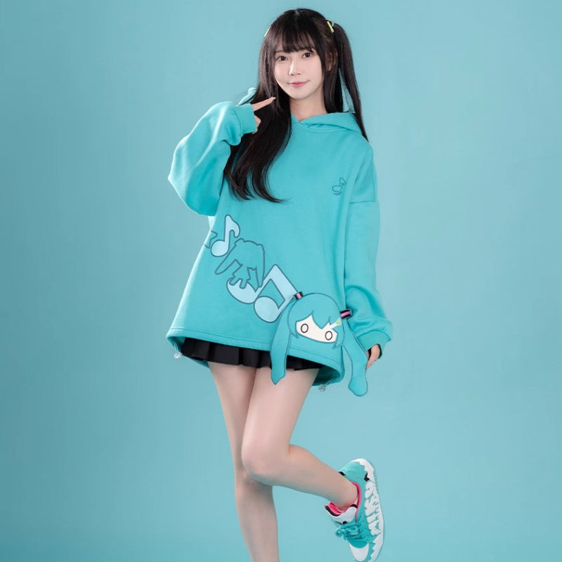 Hatsune Miku Collaboration Graphic Hoodie – Oversized Casual Fit