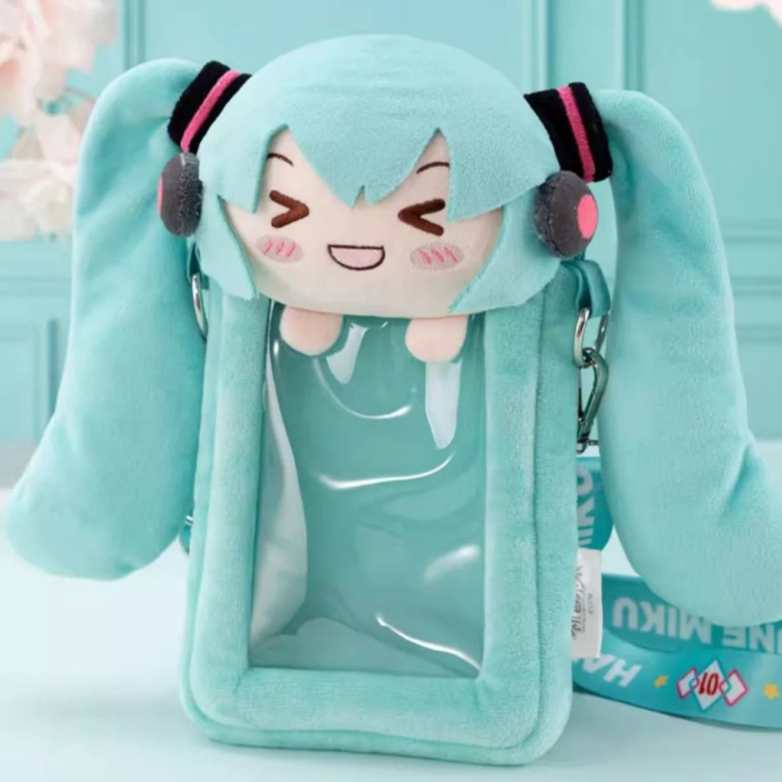 Sac bandoulière semi-transparent en peluche Hatsune Miku sous licence officielle