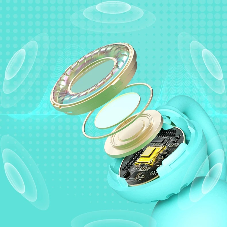 Official Hatsune Miku Clip-on Bluetooth Headphones, Slide-to-Change Face Open-Ear Earbuds with Cute Miku Expressions
