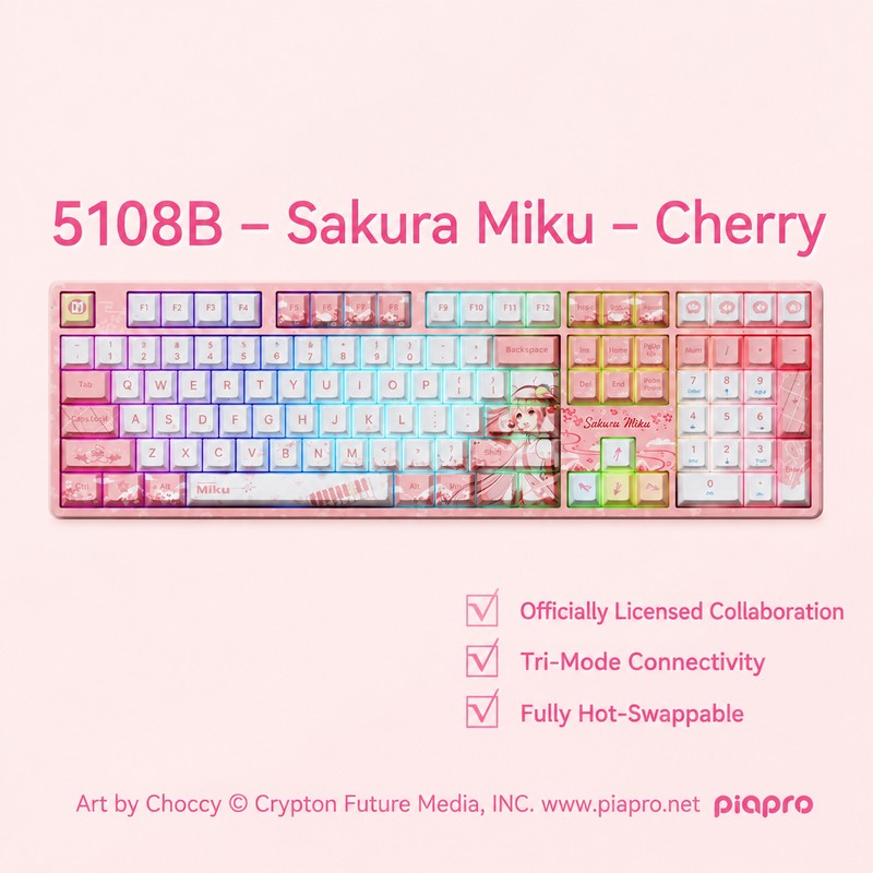 Officially Licensed Hatsune Miku AKKO 5108B & Sakura Miku Mechanical Keyboard