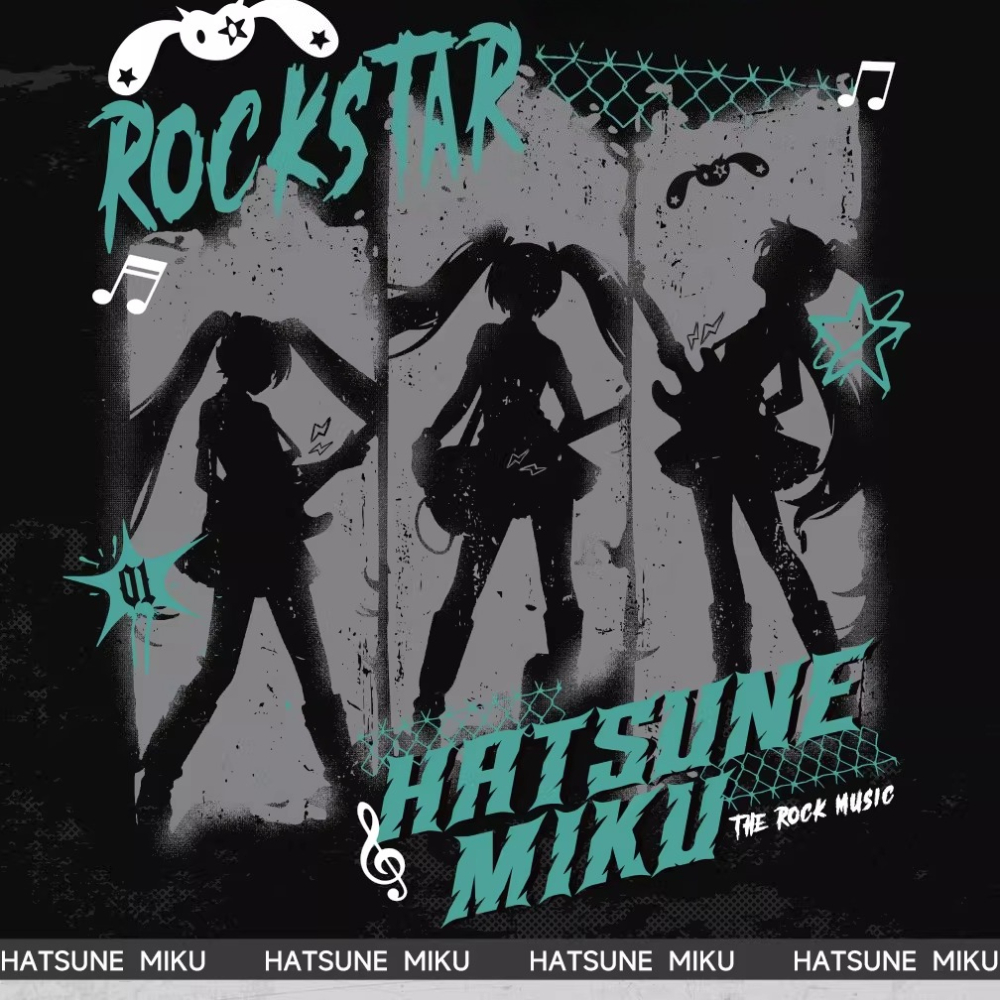 [Pre-Order, Ships Within 60 Days] Official Hatsune Miku Rock Future Punk Distressed Printed Wide-Leg Jeans for Women