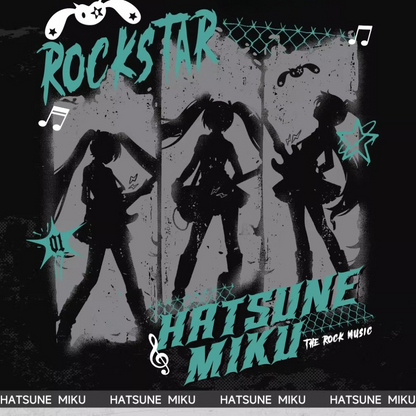 [Pre-Order, Ships Within 60 Days] Official Hatsune Miku Rock Future Punk Distressed Printed Wide-Leg Jeans for Women