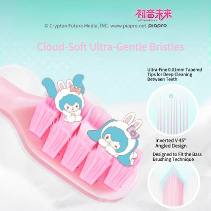 Official Hatsune Miku Little Bunny Miku Adult Manual Toothbrush with Cloud-Soft Fine Bristles