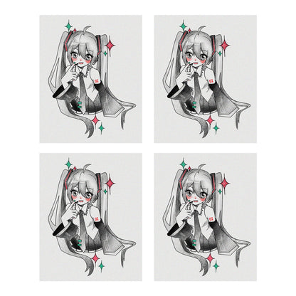 Hatsune Miku Leek Design Temporary Tattoos – Waterproof Temporary Tattoos for Cosplay, Parties, Festivals, Concerts, and Anime Conventions– 4 pcs (Same Design)