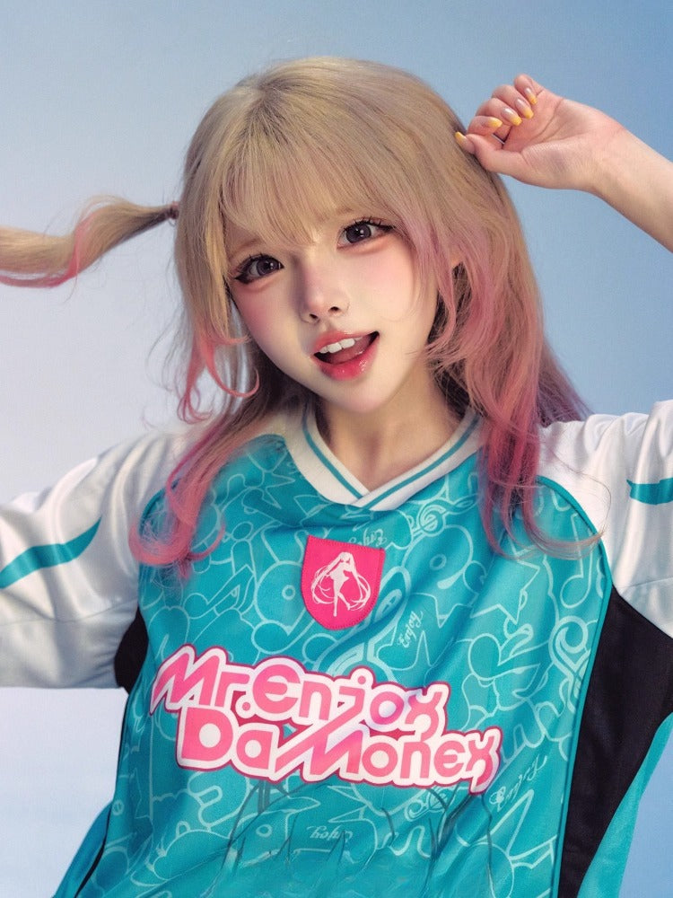 Official Licensed Hatsune Miku Jersey-Style T-Shirt – Casual Summer Sports Tee