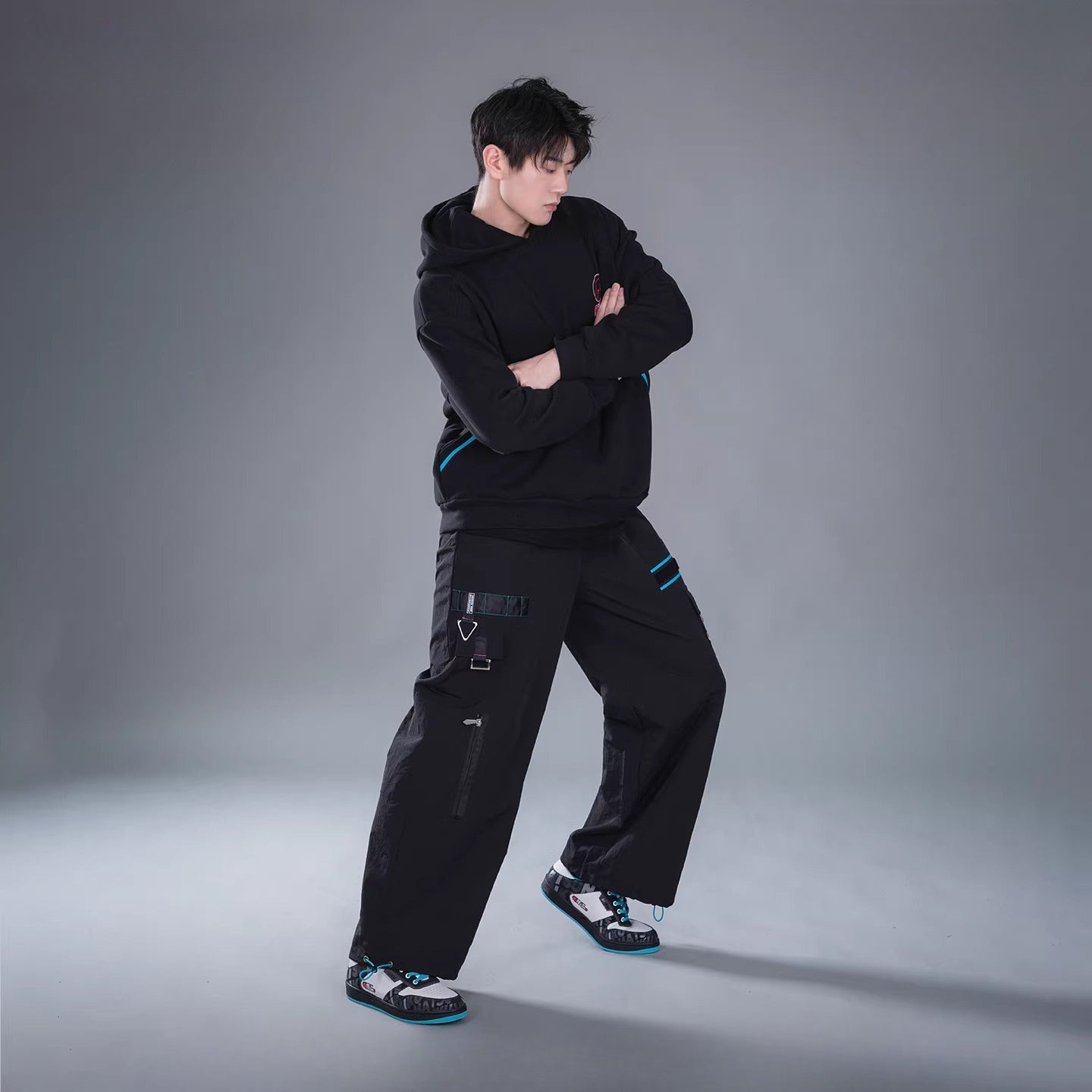 Official Hatsune Miku Neon Electronic Music Series Utility Cargo Pants – Relaxed Straight-Leg Techwear Trousers