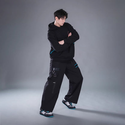 Official Hatsune Miku Neon Electronic Music Series Utility Cargo Pants – Relaxed Straight-Leg Techwear Trousers
