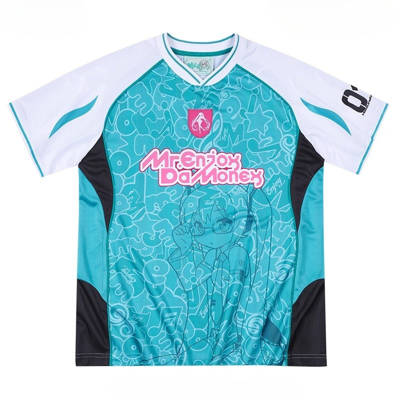 Official Licensed Hatsune Miku Jersey-Style T-Shirt – Casual Summer Sports Tee
