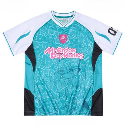 Official Licensed Hatsune Miku Jersey-Style T-Shirt – Casual Summer Sports Tee