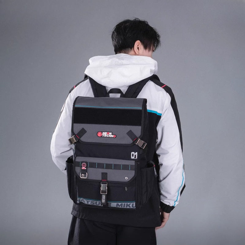 Official Hatsune Miku Neon EDM Tech-Style Backpack – Large Versatile Bag for Commuting & Travel