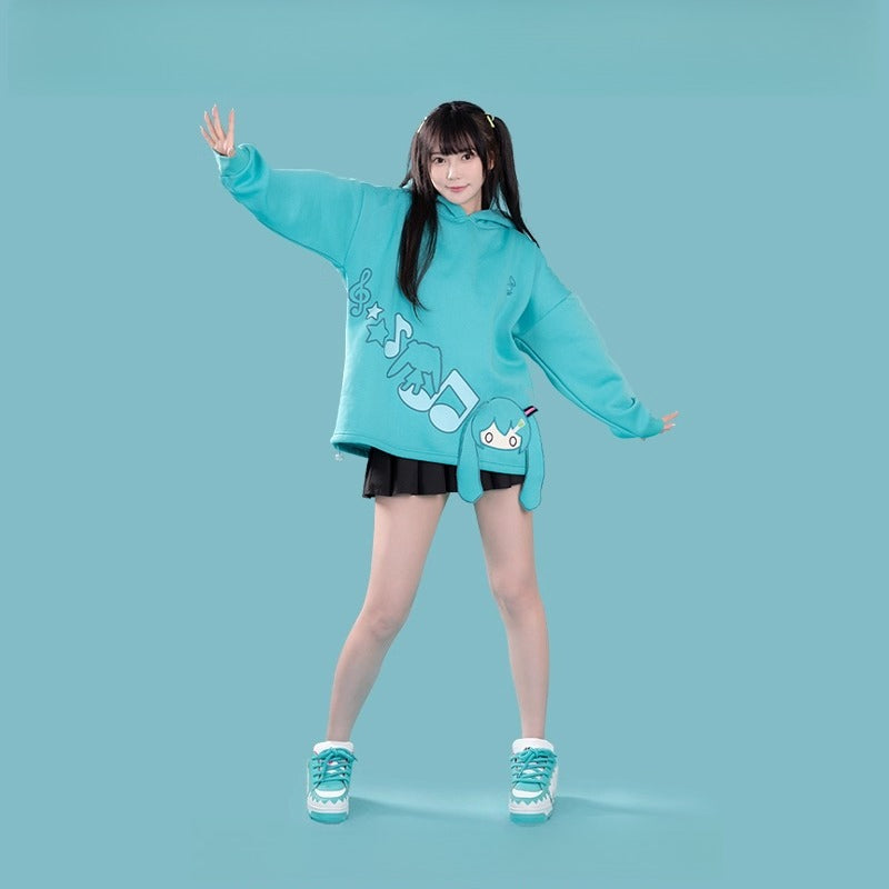 Hatsune Miku Collaboration Graphic Hoodie – Oversized Casual Fit