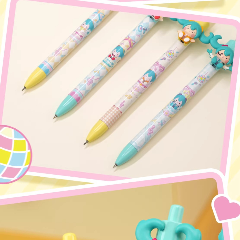 Official Hatsune Miku Black Retractable Gel Pen, 0.05mm