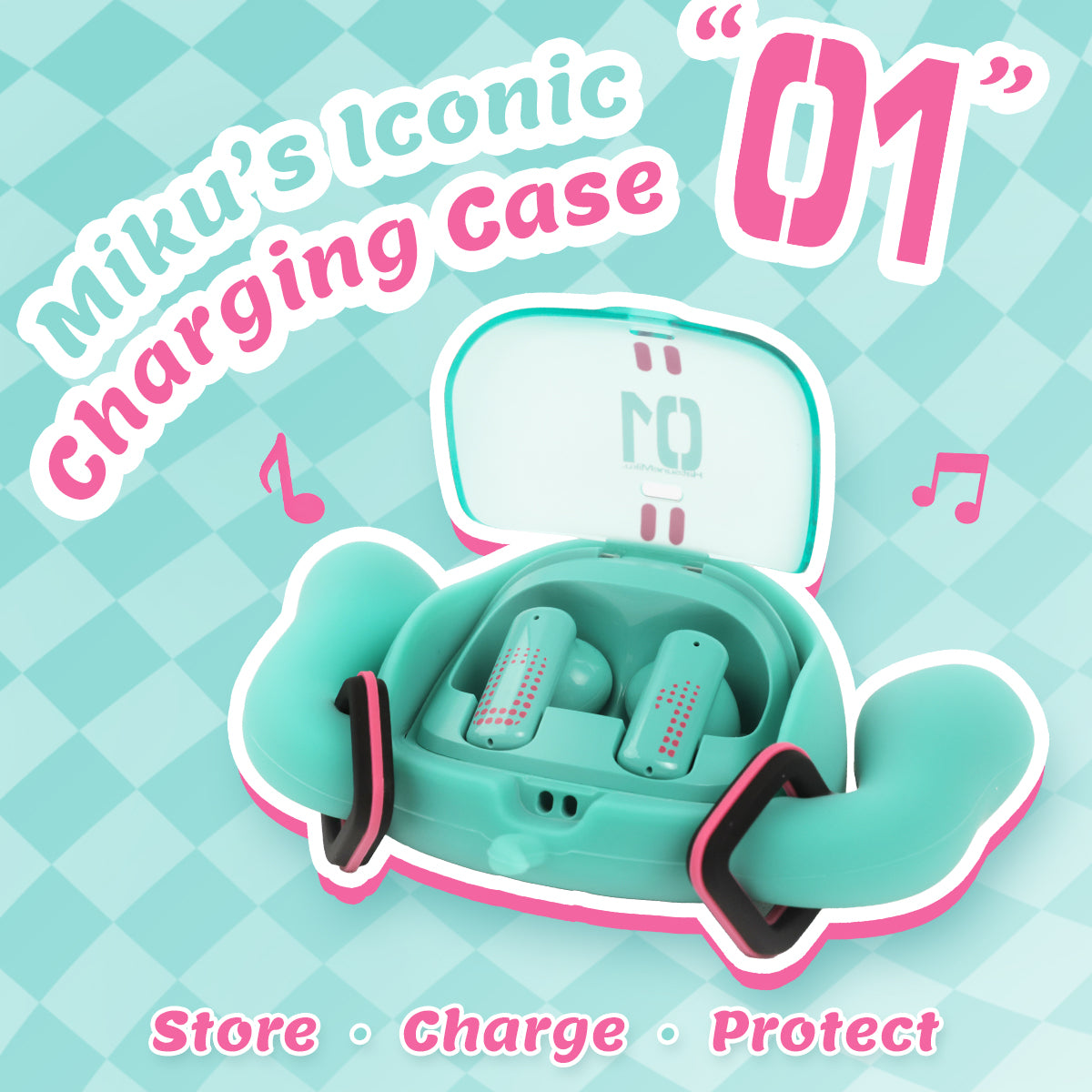 Officially Licensed Hatsune Miku Wireless Earphones with Smart Display Desktop Stand
