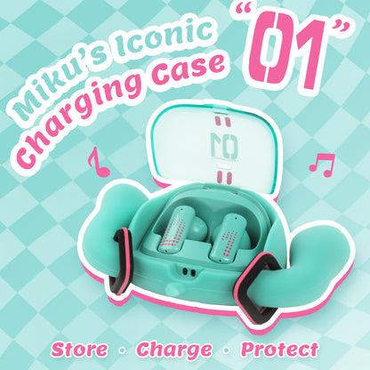 Officially Licensed Hatsune Miku Wireless Earphones with Smart Display Desktop Stand