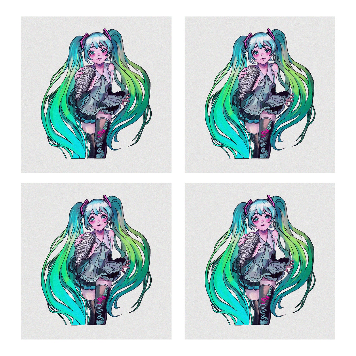 Hatsune Miku Leek Design Temporary Tattoos – Waterproof Temporary Tattoos for Cosplay, Parties, Festivals, Concerts, and Anime Conventions– 4 pcs (Same Design)