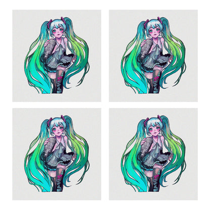 Hatsune Miku Leek Design Temporary Tattoos – Waterproof Temporary Tattoos for Cosplay, Parties, Festivals, Concerts, and Anime Conventions– 4 pcs (Same Design)