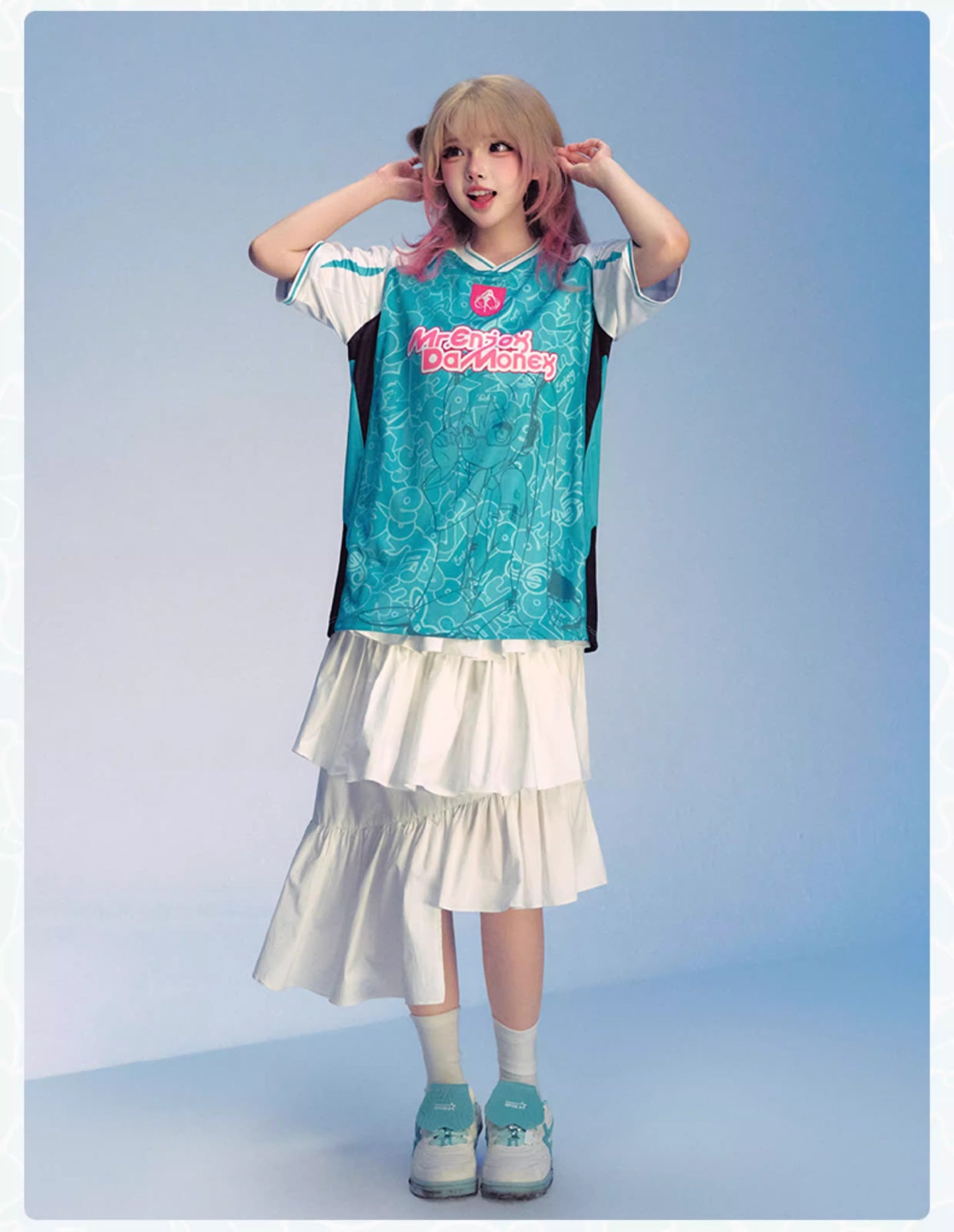 Official Licensed Hatsune Miku Jersey-Style T-Shirt – Casual Summer Sports Tee
