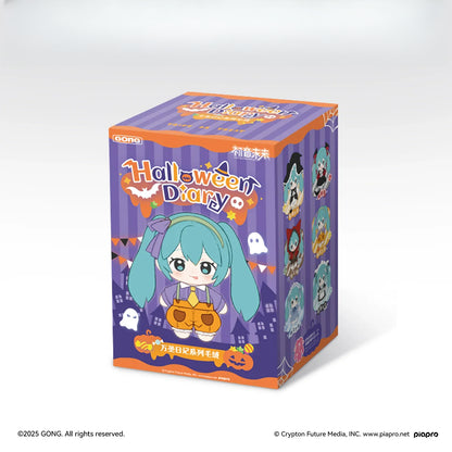 Hatsune Miku Halloween Diary single box with pumpkin and ghost on purple background.