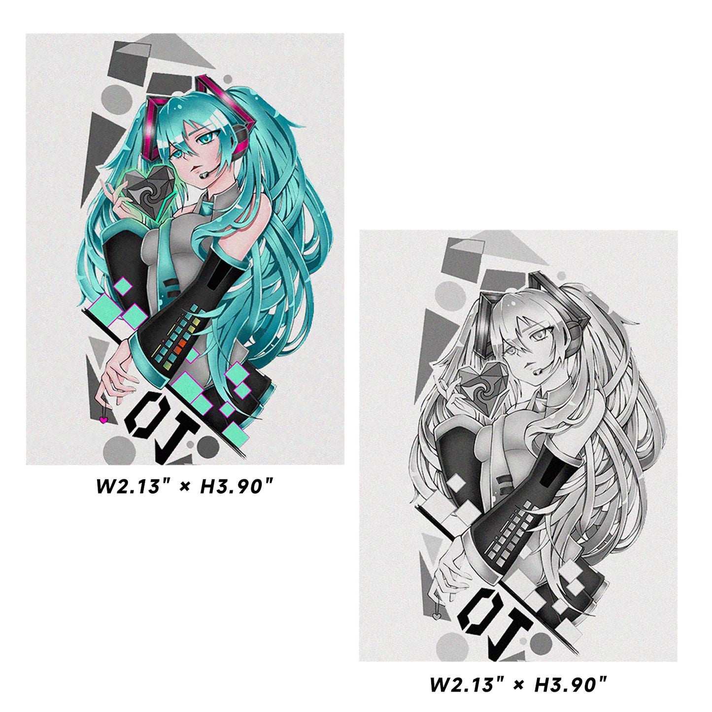 Hatsune Miku Temporary Tattoos – Waterproof Temporary Tattoos for Cosplay, Parties, Festivals, Concerts, and Anime Conventions– 2 pcs (Mixed Designs)