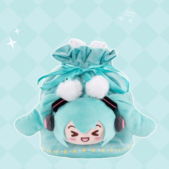 Sac à cordon en peluche Hatsune Miku Squinted Eyes Series sous licence officielle