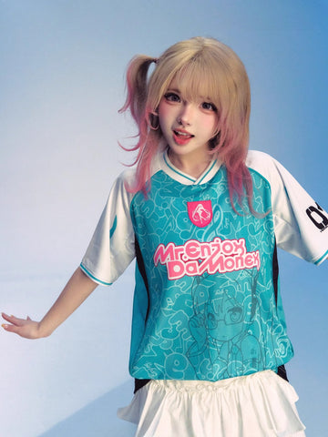 Official Licensed Hatsune Miku Jersey-Style T-Shirt – Casual Summer Sports Tee