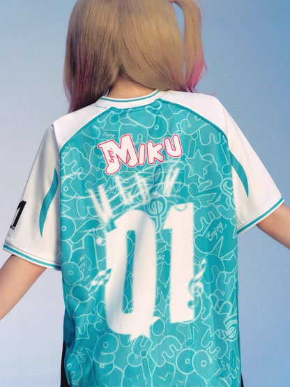 Official Licensed Hatsune Miku Jersey-Style T-Shirt – Casual Summer Sports Tee