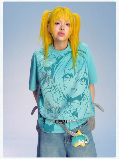 Official Licensed Hatsune Miku Washed Short-Sleeve T-Shirt – Casual Summer Tee