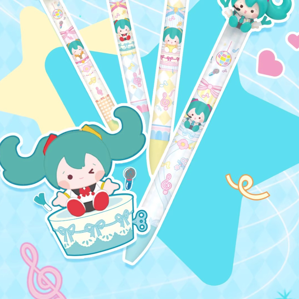 Official Hatsune Miku Black Retractable Gel Pen, 0.05mm