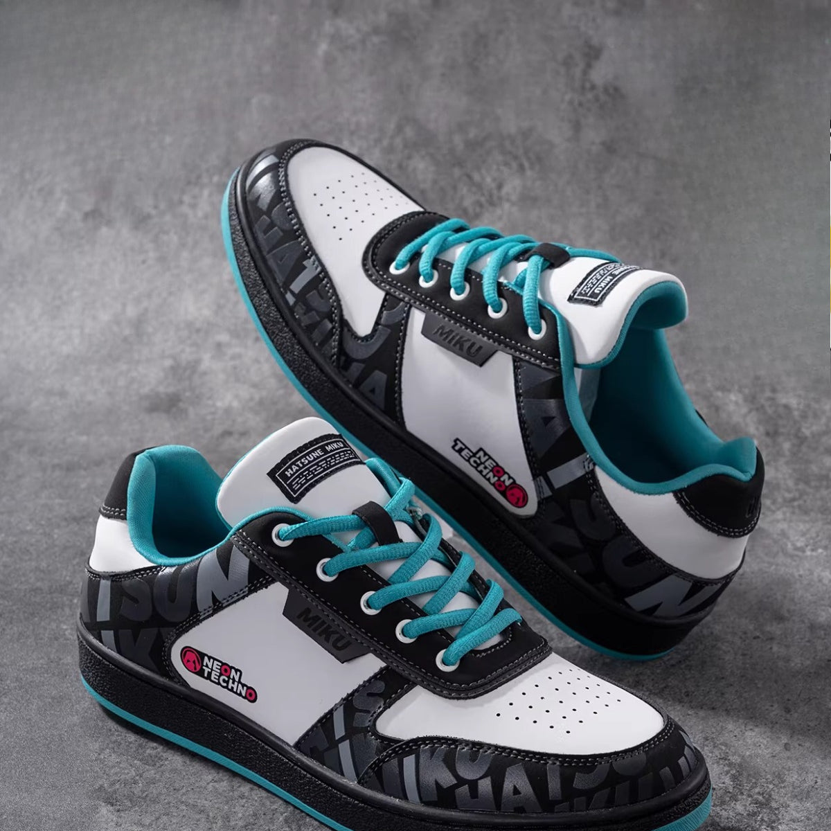 Official Hatsune Miku Neon Electronic Techwear Casual Skate Shoes for Men and Women