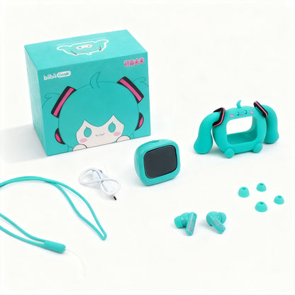 Officially Licensed Hatsune Miku Wireless Earphones with Smart Display Desktop Stand