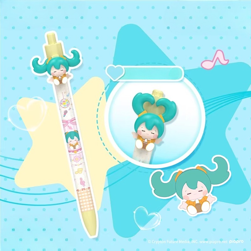Official Hatsune Miku Black Retractable Gel Pen, 0.05mm